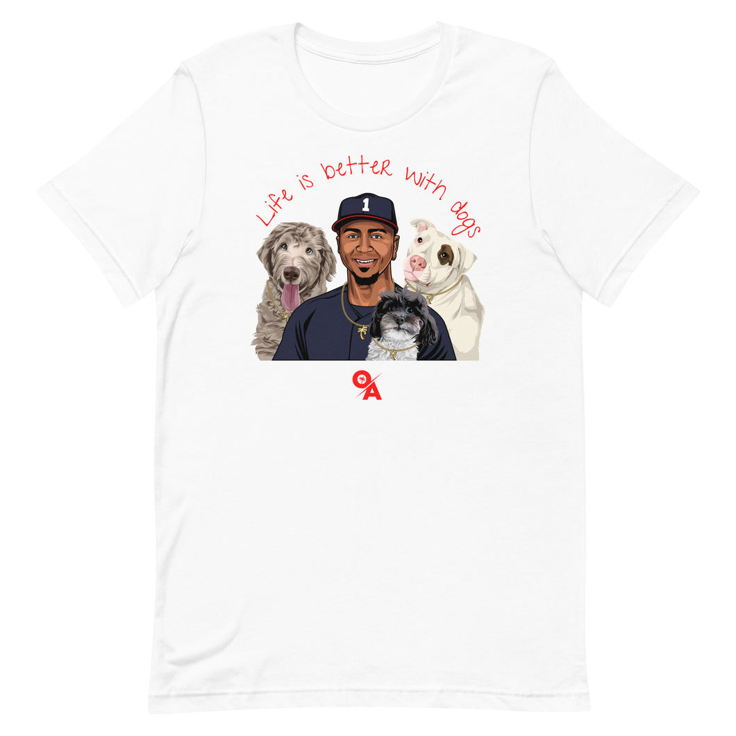 Life is better with dogs short sleeve t-shirt